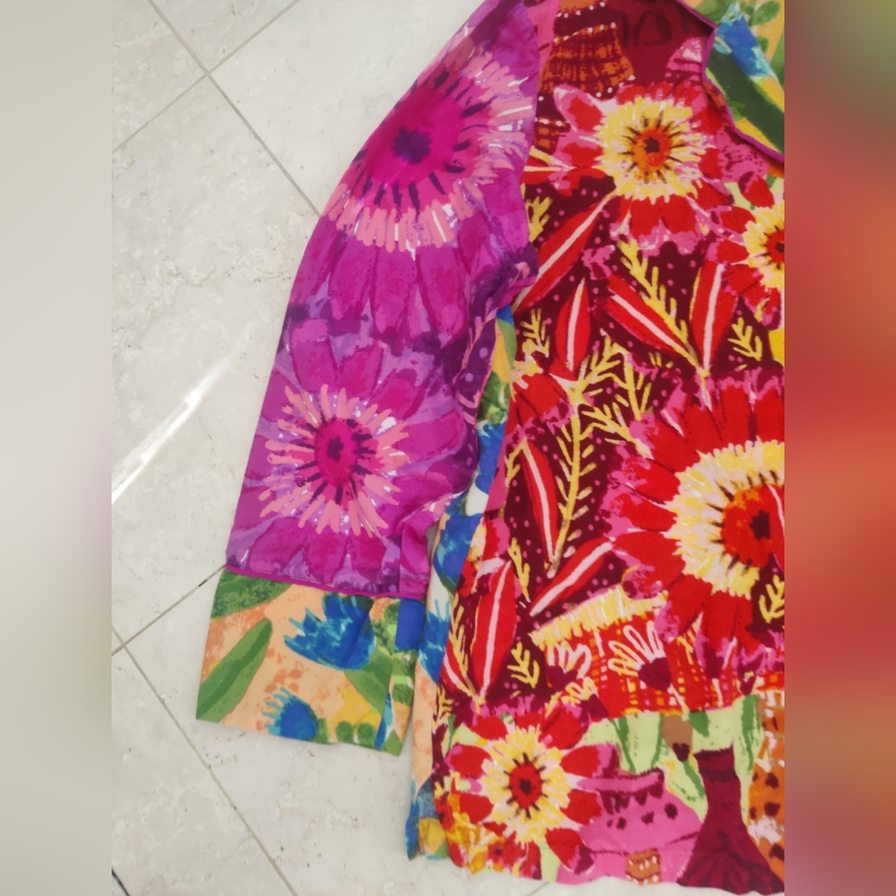 Anthropologie Roeqiya Fris Garden Bloom Pajama Top Colorful Large Petite NWOT - Picture 6 of 14